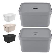 Kit 2 Caixa Média 18l Ou Cube Organizadora Empilhável Resistente Kit 2 Caixa Média 18l Ou Cube Organizadora Empilhável Resistente