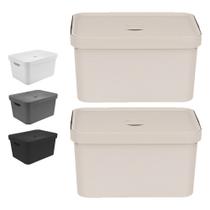 Kit 2 Caixa Média 18l Ou Cube Organizadora Empilhável Resistente Kit 2 Caixa Média 18l Ou Cube Organizadora Empilhável Resistente