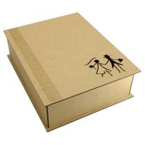 Kit 2 Caixa Mini Vinho Chandon e 2 Taça Tampa Dobravel Casal Noivo Mdf Madeira