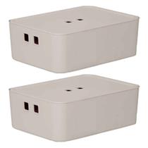 Kit 2 Caixa Organizadora 14 Litros Média Com Tampa