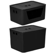 Kit 2 Caixa Organizadora 18 Litros 13 Litros Preto