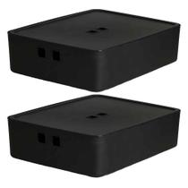 Kit 2 Caixa Organizadora 19 Litros Grande Com Tampa