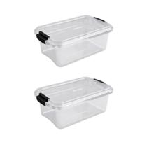 Kit 2 Caixa Organizadora 3L C/ Travas Multiuso Transparente Prático