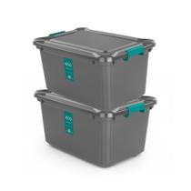 Kit 2 Caixa Organizadora 50L Transparente Com Tampa E Trava Plasvale Grande Multiuso Roupa Brinquedo Kit 2 Caixa Organizadora 50L Transparente Com Tampa E Trava Plasvale Grande Multiuso Roupa Brinquedo