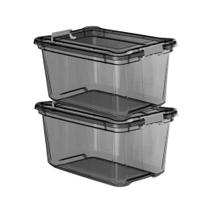 Kit 2 Caixa Organizadora 50L Transparente Com Tampa E Trava Plasvale Grande Multiuso Roupa Brinquedo