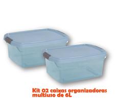 Kit 2 Caixa Organizadora 6L Multiuso Porta Objetos - Azul