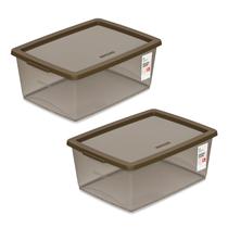 Kit 2 Caixa Organizadora com Trava 15 Litros Cinza Ordene
