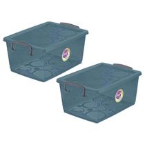 Kit 2 Caixa Organizadora com Trava 15 Litros Cinza Ordene