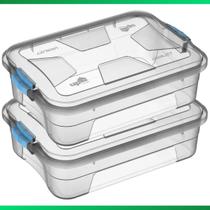 Kit 2 Caixa Organizadora Container 10 Litros C/ Tampa e Trava