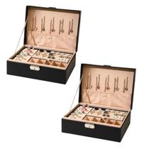 kit 2 Caixa organizadora de joias duas camadas multifuncional anel brinco cordão com chave kit 2 Caixa organizadora de joias duas camadas multifuncional anel brinco cordão com chave