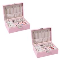 kit 2 Caixa organizadora de joias duas camadas multifuncional anel brinco cordão com chave kit 2 Caixa organizadora de joias duas camadas multifuncional anel brinco cordão com chave