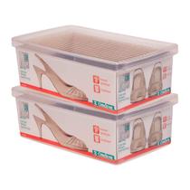 Kit 2 Caixa Organizadora De Sapatos Média Para Closet Transparente
