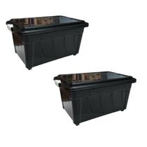 kit 2 Caixa Organizadora Empilhável 60L Sem Rodinhas Preta kit 2 Caixa Organizadora Empilhável 60L Sem Rodinhas Preta