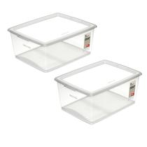 Kit 2 Caixa Organizadora Grande com Trava Cristal 30 Litros