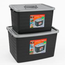 Kit 2 Caixa Organizadora Grande Container 30l e 50l Arqplast Cesta Organizadora Multiuso Plástico