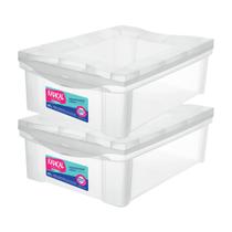 Kit 2 Caixa Organizadora Média 13,5 L Cristal Com Trava