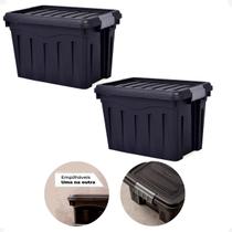 Kit 2 Caixa Organizadora Multiuso 20L Empilhável Com Trava Kit 2 Caixa Organizadora Multiuso 20L Empilhável Com Trava
