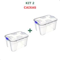 Kit 2 Caixa Organizadora Multiuso Armazenamento Brinquedo Ferramentas Organização Decoração Grande Transparente 56 Litro