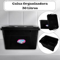 kit 2 caixa organizadora multiuso de 30 litros preta