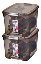 Kit 2 Caixa Organizadora Multiuso Sanremo 29 Litros Preta Fumê