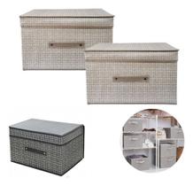 Kit 2 Caixa Organizadora Multiuso Tampa Dobrável Roupa Manta