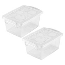Kit 2 Caixa Organizadora Pequena com Trava 1,5L Cristal Ordene