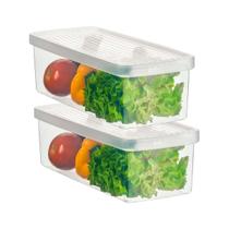 Kit 2 Caixa Organizadora Pequena para Frutas Verduras Legumes Saladas Transparente