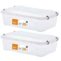 Kit 2 Caixa Organizadora Plástica Pratic Box 25L Paramount 176 Ideal Para Roupas E Acessórios