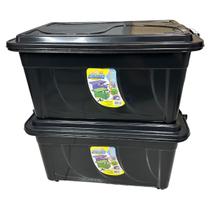 Kit 2 Caixa Organizadora Preta 60L Com Rodas Agraplast Kit 2 Caixa Organizadora Preta 60L Com Rodas Agraplast