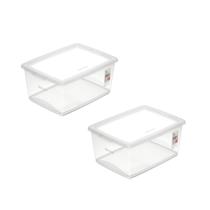 Kit 2 Caixa Organizadora Sem Trava 15 Litros Cristal Ordene Kit 2 Caixa Organizadora Sem Trava 15 Litros Cristal Ordene