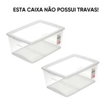 Kit 2 Caixa Organizadora Sem Trava 30 Litros Cristal Ordene