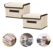 Kit 2 Caixa Organizadora Tnt Tampa Dobravel Guarda Roupa