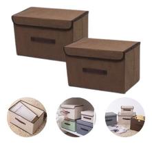 Kit 2 Caixa Organizadora Tnt Tampa Dobravel Guarda Roupa