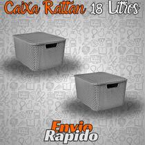 Kit 2 Caixa Organizadoras Rattan Com Tampa 18 Litros