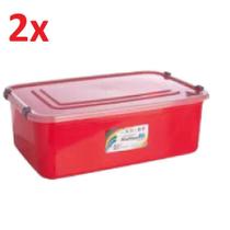 Kit 2 caixa plastica 30 litros organizador objetos vermelha