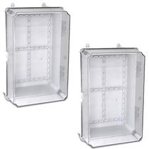 Kit 2 caixa plastica c28-18-14cm fecho media tampa transparente sibratec