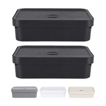 Kit 2 Caixa Plastica Grande Baixa Multiuso 16l Organizadora Ou