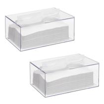 Kit 2 Caixa Porta Lenços de Papel Toucas Luvas ou Papel Interfolhas Interfolhado de Acrílico Transparente