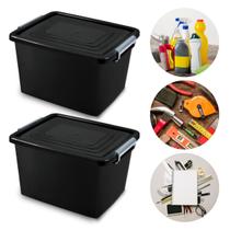 Kit 2 caixa preta trava prata - 20l - arqplast - 25951