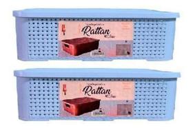Kit 2 Caixa Rattan 13 Litros Cesto Organizador Com Tampa Kit 2 Caixa Rattan 13 Litros Cesto Organizador Com Tampa