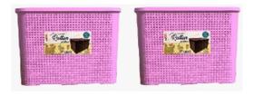 Kit 2 Caixa Rattan 25l Cesto Organizador C/ Tampa