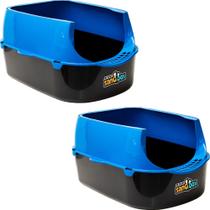 Kit 2 Caixa Sanitário para Gatos Sandbox Furba Fácil Higienização Azul Petmia