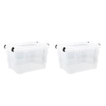 Kit 2 Caixas 45L Grande Multiuso Com Travas 0668T JAGUAR