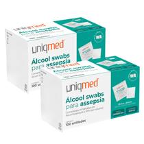 Kit 2 Caixas Álcool Swab 70 Saches Lenço Umedecido Com 100 Unidades Cada Uniqmed Kit 2 Caixas Álcool Swab 70 Saches Lenço Umedecido Com 100 Unidades Cada Uniqmed