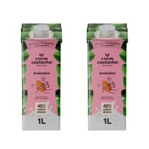 Kit 2 caixas bebida vegetal a tal da castanha amêndoa 1l leve, suave e natural