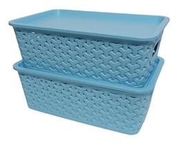 Kit 2 Caixas Cestos Organizadores 3l Rattan Com Tampa