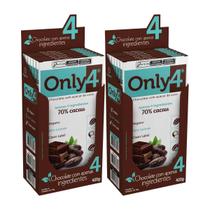 Kit 2 Caixas Chocolate Vegano 70% Cacau Puro Only4 70g