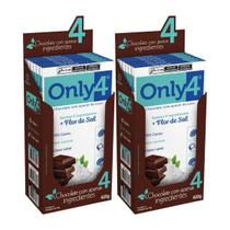 Kit 2 Caixas Chocolate Vegano 70% Flor De Sal Only4 70g