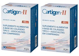 Kit 2 caixas Colágeno Não Hidrolisado Cartigen Tipo II 40mg 90 Comprimidos - FQM
