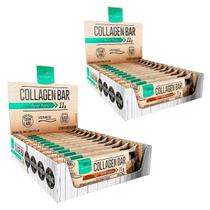 Kit 2 Caixas Collagen Bar Sabor Brownie Barra Proteica Cereal Display 20 unidades Suplemento Natural Fitness Vegana Barrinha de Proteínas e Colágeno